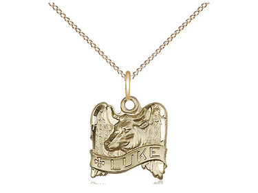 14kt Gold Filled St. Luke patron saint medal necklace with 1/2 inch pendant on 18 inch curb chain, handcrafted in USA by Bliss Manufacturing
