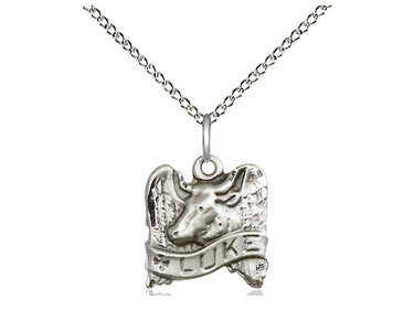 Sterling Silver St. Luke Patron Saint Medal Necklace 1/2 inch pendant 18 inch chain handcrafted by Bliss