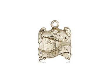 14kt Solid Gold St. John Patron Saint Medal Pendant, 5/8 x 1/2 inches, Small Size, Handcrafted by Bliss USA