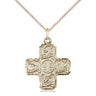 14kt gold filled Four Evangelists Medal necklace 7/8 inch with 18 inch curb chain by Bliss Manufacturing USA