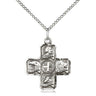 Sterling Silver Four Evangelists Medal Necklace 7/8 x 3/4 inch with 18 inch chain by Bliss Manufacturing