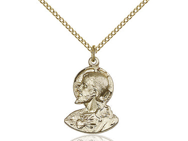 14kt gold filled Head of Christ medal necklace with 18 inch curb chain handcrafted by Bliss Manufacturing