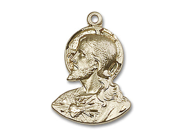 14kt solid gold Head of Christ medal pendant 3/4 x 1/2 handcrafted by Bliss Manufacturing USA
