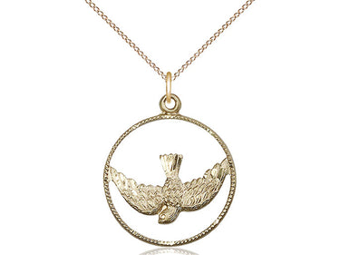 14kt Gold Filled Medium Holy Spirit Medal Necklace 1 inch pendant 18 inch chain handcrafted by Bliss