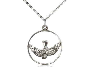 Sterling Silver Holy Spirit Dove Catholic Necklace 1 inch pendant 18 inch chain by Bliss Manufacturing