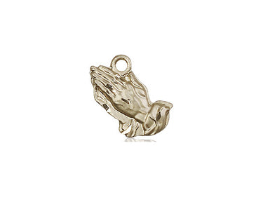 14kt solid gold small Catholic Praying Hands pendant medal 1/2 inch handcrafted USA by Bliss