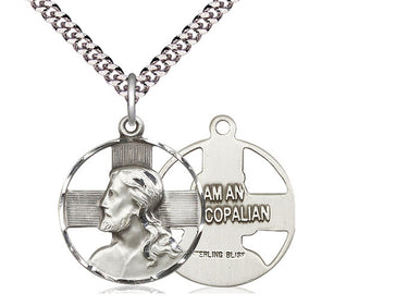 Sterling Silver medium cross pendant necklace 7/8 x 3/4 inch on 24 inch chain by Bliss Manufacturing