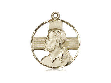 14kt solid gold Head of Christ medal pendant 7/8 x 3/4 inches handcrafted by Bliss Manufacturing USA
