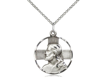 Sterling silver Head of Christ pendant necklace 7/8 x 3/4 inches with 18 inch chain handmade by Bliss