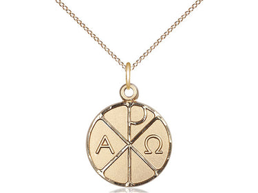 14kt Gold Filled Alpha and Omega Pendant Necklace 3/4 x 5/8 inch with 18 inch chain by Bliss Manufacturing