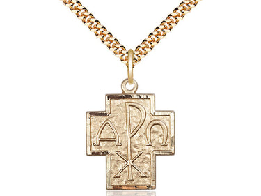14kt Gold Filled St. Christopher Patron Saint Medal Necklace 7/8 inch by 3/4 inch with 24 inch chain by Bliss