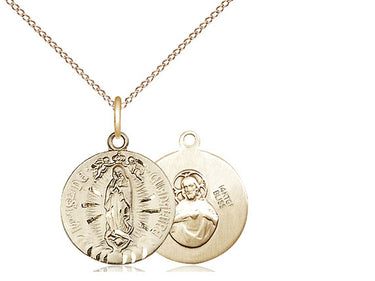 Gold Filled Small Our Lady of Guadalupe Medal Necklace 5/8 x 1/2 with 18 inch Chain by Bliss