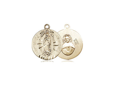 14kt Solid Gold Small Our Lady of Guadalupe Medal Pendant 5/8 x 1/2 inches by Bliss Manufacturing