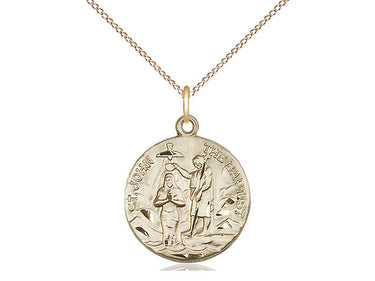 14kt Gold Filled St. John the Baptist patron saint medal necklace 3/4 inch by 5/8 inch on 18 inch chain by Bliss