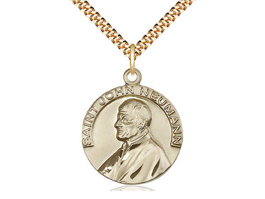 Gold Filled St John Neumann Patron Saint Medal Necklace 1 x 7/8 Inch with 24 Inch Chain by Bliss