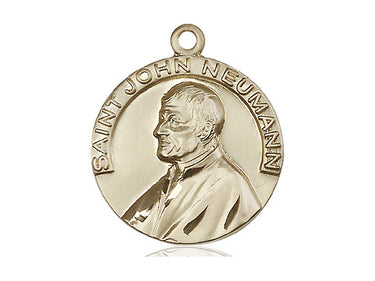 14kt Solid Gold St. John Neumann Patron Saint Medal Pendant, 1 x 7/8 inch, handcrafted by Bliss Manufacturing USA