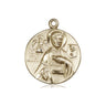 14kt Solid Gold St. John the Evangelist Catholic patron saint medal pendant, 3/4 x 5/8 inches, handcrafted by Bliss Manufacturing