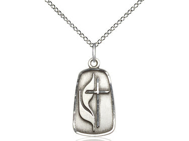 Sterling Silver Medium Methodist Cross Necklace 7/8 x 3/8 inches with 18 inch Chain by Bliss