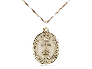14kt gold filled medium St. Christopher patron saint medal necklace 7/8 x 1/2 inch on 18 inch chain by Bliss