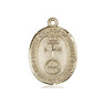 14kt solid gold St. Christopher medal pendant 7/8 inch by 5/8 inch medium size handcrafted USA by Bliss Manufacturing
