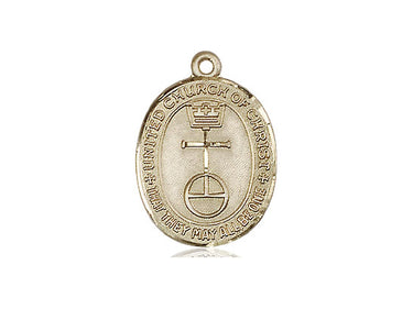 14kt solid gold St. Christopher medal pendant 7/8 inch by 5/8 inch medium size handcrafted USA by Bliss Manufacturing