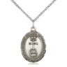 Sterling silver St. Christopher medal necklace, medium size 7/8 x 1/2 inches with 18 inch chain, Bliss