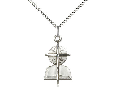 Sterling silver Southern Baptist pendant necklace with 18 inch curb chain, medium 7/8 x 1/2 inch pendant by Bliss