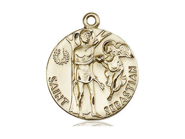 14kt Solid Gold St. Sebastian Patron Saint Medal 1 inch by 7/8 inch Handcrafted by Bliss USA