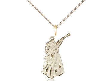 14kt Gold Filled Guardian Angel Pendant Necklace 7/8 x 1/2 inches with 18 inch chain by Bliss
