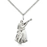 Sterling Silver Guardian Angel pendant necklace 7/8 x 1/2 inch with 18 inch chain by Bliss Manufacturing