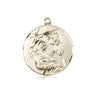 14kt Solid Gold Holy Family Medal 3/4x5/8 depicting Jesus Mary Joseph handcrafted by Bliss Manufacturing USA