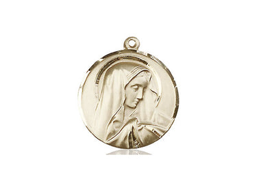 14kt Solid Gold Sorrowful Mother Medal Pendant 3/4 inch by Bliss Manufacturing USA