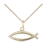 Small 14kt Gold Filled Jesus Fish Ichthys Pendant Necklace 3/8x3/4 inch 18 inch Chain by Bliss