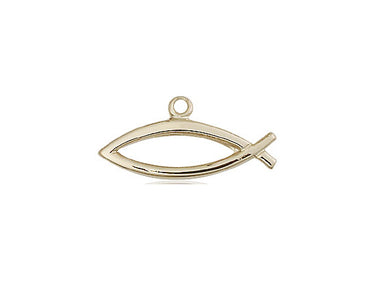 14kt solid gold small Jesus Fish ichthys pendant 3/8 inch by 3/4 inch handcrafted by Bliss Manufacturing USA
