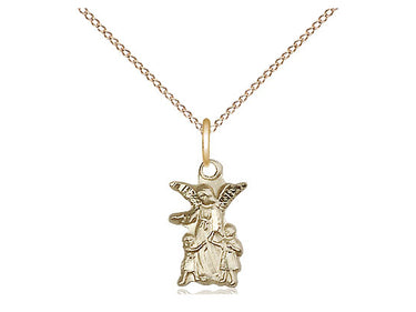 Gold Filled Small Guardian Angel Necklace 1/2 x 1/4 inch with 18 inch Chain by Bliss Manufacturing
