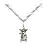 Small sterling silver Guardian Angel pendant necklace 3/8 x 1/4 inches with 18 inch curb chain handcrafted by Bliss Manufacturing USA