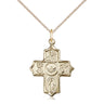 14kt Gold Filled Five-Way Medal Necklace 7/8 x 5/8 with 18 inch chain handcrafted by Bliss Manufacturing USA