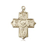 14kt Solid Gold Five-Way Catholic Medal Pendant 7/8 x 5/8 inches handcrafted by Bliss Manufacturing USA