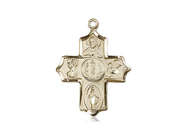 14kt Solid Gold Four-Way Medal Pendant 7/8 x 5/8 handcrafted by Bliss Manufacturing USA