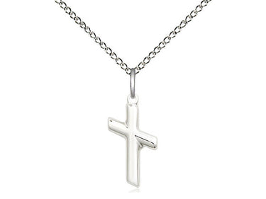 Small Sterling Silver Cross Necklace 5/8x1/4 Pendant 18 Inch Chain Handcrafted USA Bliss Manufacturing