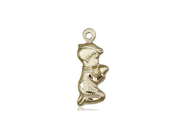 14kt Solid Gold Praying Boy Medal Pendant 3/4 x 1/4 inches handcrafted by Bliss