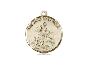 14kt Solid Gold Good Shepherd Medal Pendant 7/8 x 3/4 inches handcrafted by Bliss Manufacturing
