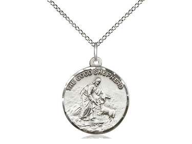 Sterling Silver Good Shepherd Pendant Necklace 7/8 x 3/4 inch with 18 inch chain handcrafted by Bliss