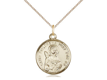 14kt Gold Filled St. Philomena Patron Saint Medal Necklace 3/4 inch by 5/8 inch with 18 inch chain by Bliss