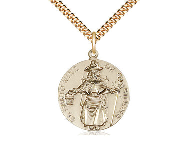 14kt Gold Filled St. Nino de Atocha Patron Saint Medal Necklace 1 x 7/8 inches 24 inch Chain Bliss USA