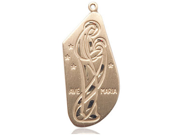 14kt Solid Gold Large Ave Maria Medal Pendant 1.25 x 0.5 inches Handcrafted by Bliss Manufacturing