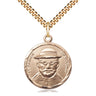 14kt Gold Filled St. Damien of Molokai Patron Saint Medal Necklace 7/8 inch by 3/4 inch with 24 inch chain by Bliss
