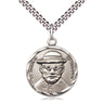 Sterling silver Blessed Damian of Molokai patron saint medal necklace 7/8 x 3/4 inch with 24 inch chain by Bliss