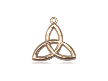 Medium 14kt solid gold Trinity Irish knot medal pendant 3/4 x 3/4 inches handcrafted by Bliss