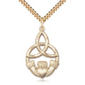 14kt Gold Filled Large Irish Claddagh Celtic Knot Pendant Necklace 1-1/4x3/4 24 inch chain Bliss USA